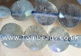 CCB607 15.5 inches 6mm faceted coin labradorite gemstone beads