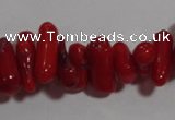 CCB61 15.5 inch 4*11mm irregular branch red coral chip beads