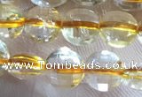 CCB610 15.5 inches 6mm faceted coin golden rutilated quartz beads