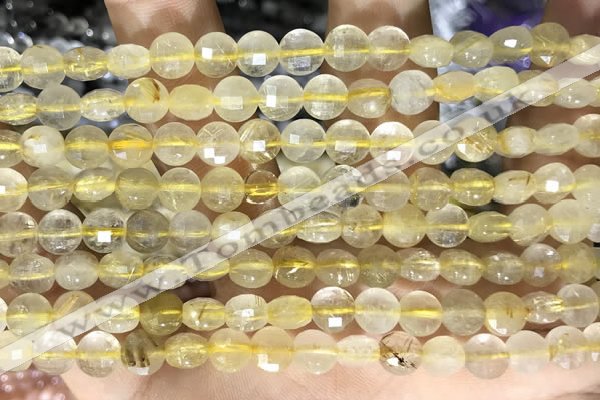 CCB611 15.5 inches 6mm faceted coin citrine gemstone beads