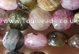 CCB618 15.5 inches 6mm faceted coin tourmaline gemstone beads