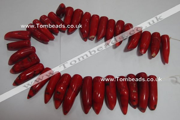 CCB66 16 inches horn shape red coral beads Wholesale