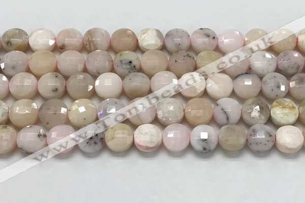 CCB682 15.5 inches 10mm faceted coin pink opal gemstone beads