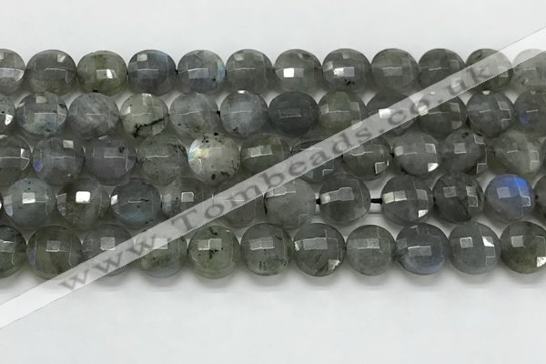 CCB684 15.5 inches 10mm faceted coin labradorite gemstone beads