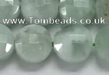 CCB688 15.5 inches 10mm faceted coin green angel skin gemstone beads