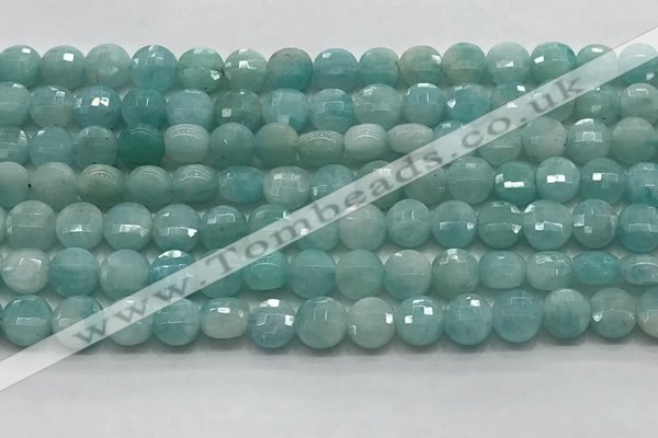 CCB701 15.5 inches 6mm faceted coin amazonite gemstone beads