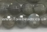 CCB706 15.5 inches 6mm faceted coin labradorite gemstone beads