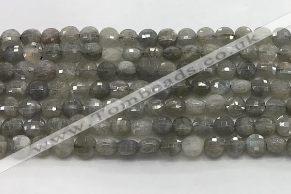 CCB706 15.5 inches 6mm faceted coin labradorite gemstone beads