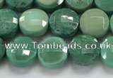 CCB709 15.5 inches 6mm faceted coin grass agate gemstone beads