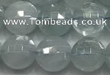 CCB720 15.5 inches 8mm faceted coin aquamarine gemstone beads