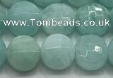 CCB721 15.5 inches 8mm faceted coin amazonite gemstone beads