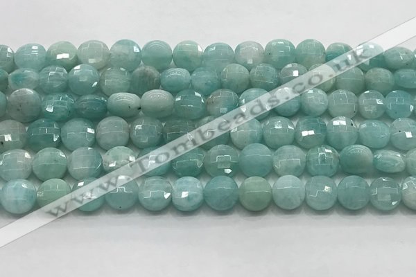 CCB721 15.5 inches 8mm faceted coin amazonite gemstone beads