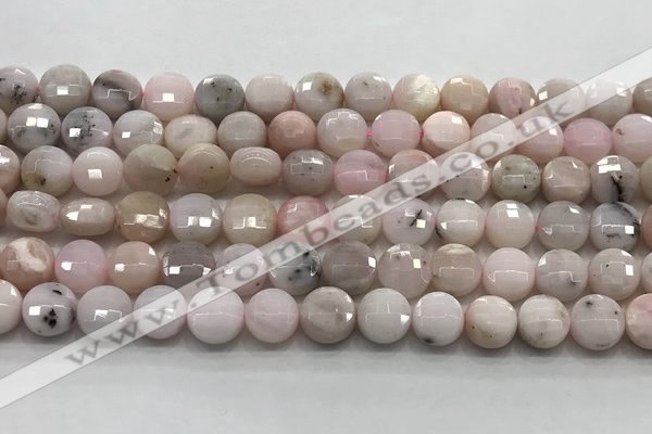 CCB724 15.5 inches 8mm faceted coin pink opal gemstone beads