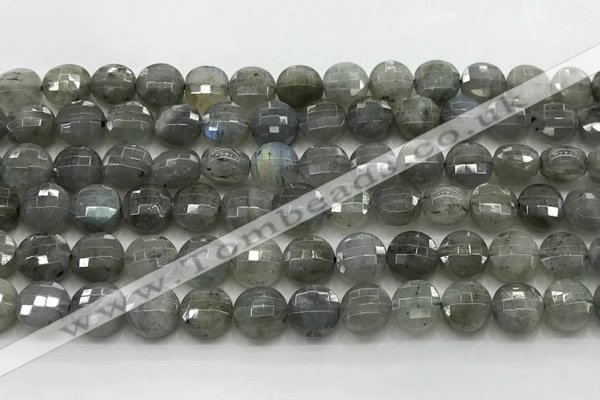 CCB726 15.5 inches 8mm faceted coin labradorite gemstone beads