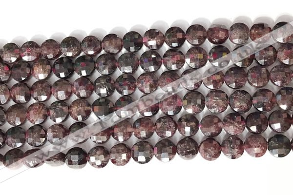 CCB751 15.5 inches 8mm faceted coin red garnet gemstone beads