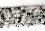 CCB758 15.5 inches 8mm faceted coin black rutilated quartz beads