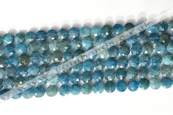 CCB763 15.5 inches 8mm faceted coin apatite beads