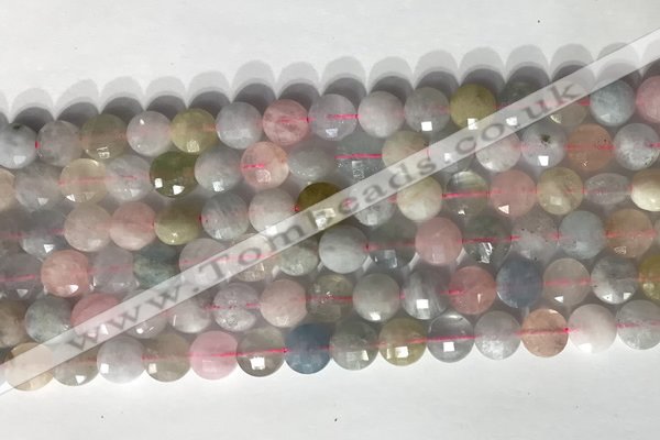 CCB768 15.5 inches 8mm faceted coin morganite gemstone beads