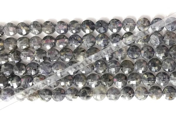CCB772 15.5 inches 8mm faceted coin iolite gemstone beads