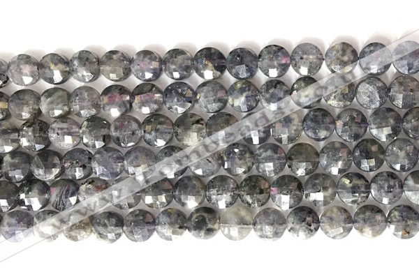 CCB772 15.5 inches 8mm faceted coin iolite gemstone beads