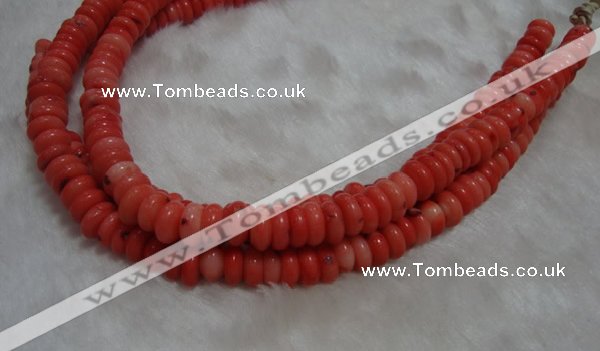 CCB80 15.5 inches 5*9mm roundel pale red coral beads Wholesale