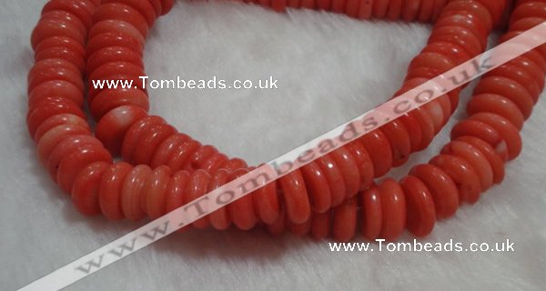 CCB81 15.5 inches 5*13mm roundel pale red coral beads Wholesale