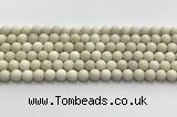 CCB825 15.5 inches 8mm round matte ivory jasper gemstone beads wholesale