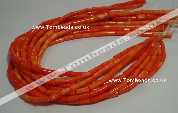 CCB83 15.5 inches 5*10mm column orange coral beads Wholesale