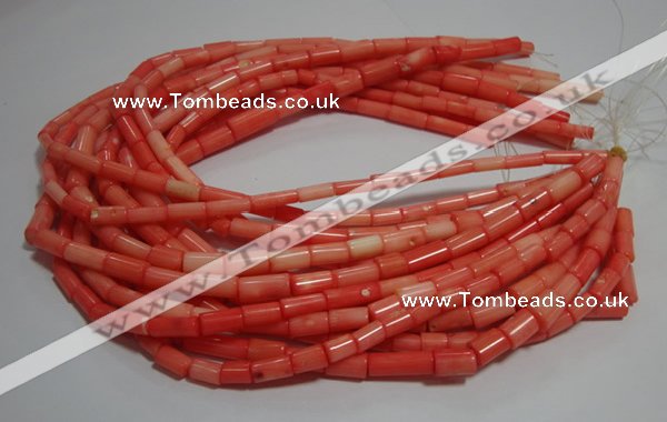 CCB84 15.5 inches 5*10mm column pink coral beads Wholesale