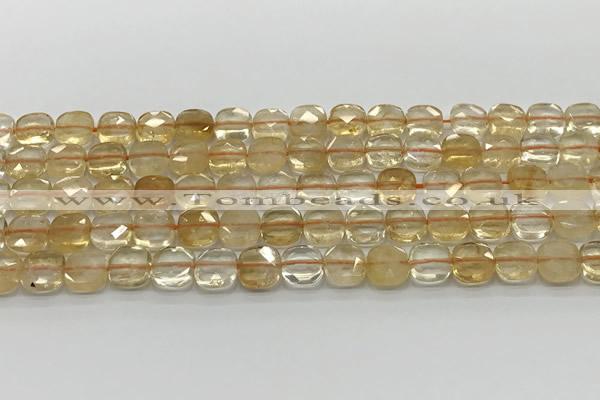 CCB907 15.5 inches 8*8mm faceted square citrine beads