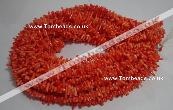 CCB91 15.5 inch 4*11mm irregular branch pale red coral chip beads