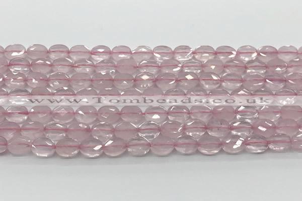 CCB915 15.5 inches 6*8mm faceted oval rose quartz beads