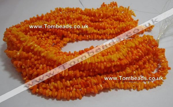 CCB92 15.5 inch 4*11mm irregular branch yellow coral chip beads