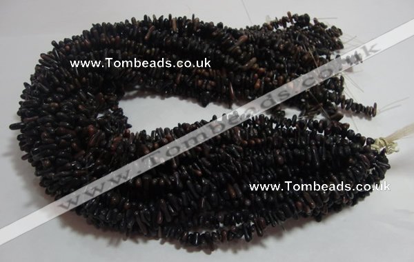 CCB94 15.5 inch 4*11mm irregular branch dark grey coral chip beads