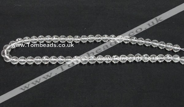 CCC208 15.5 inches 8mm faceted round grade AB natural white crystal beads