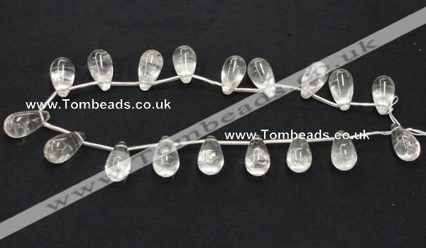 CCC214 15.5 inches 12*22mm teardrop grade AB natural white crystal beads