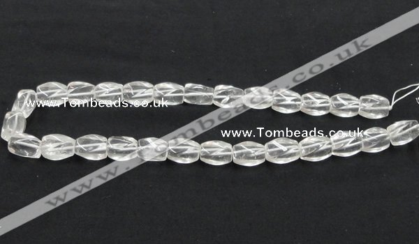 CCC221 10*15mm twisted oval grade AB natural white crystal beads