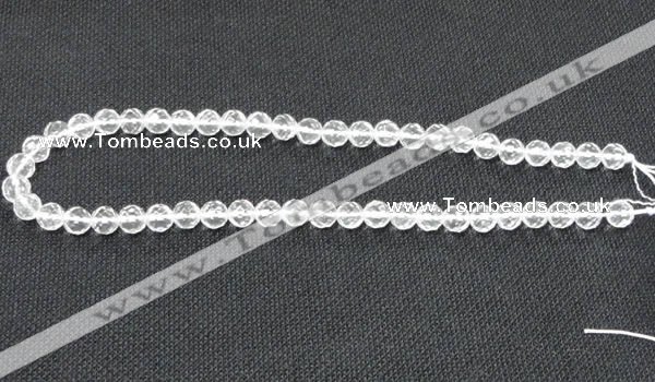 CCC252 15.5 inches 8mm faceted round grade A natural white crystal beads