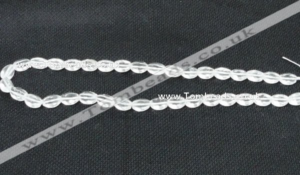 CCC261 15.5 inches 8*10mm faceted rice grade A natural white crystal beads