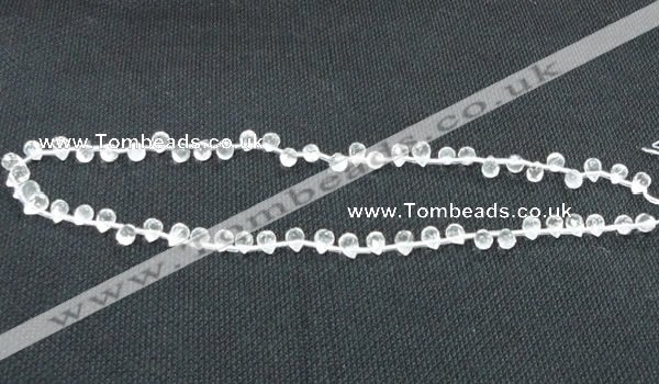 CCC264 5*7mm faceted teardrop grade A natural white crystal beads