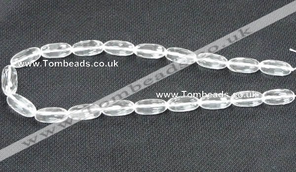 CCC266 10*20mm faceted rice grade A natural white crystal beads