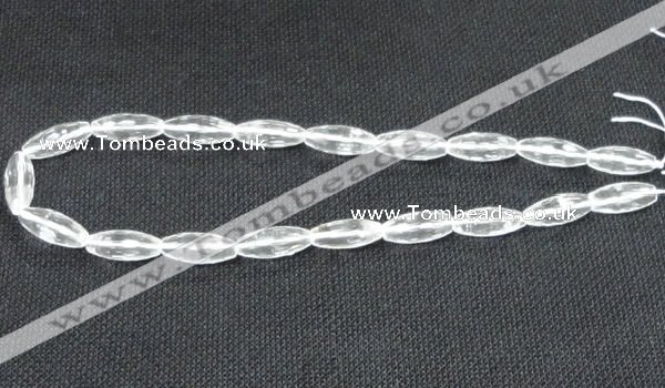 CCC267 8*20mm faceted rice grade A natural white crystal beads