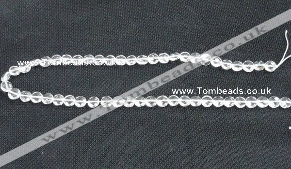 CCC271 15 inches 8mm faceted coin grade A natural white crystal beads