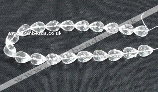 CCC273 7*10mm faceted teardrop grade A natural white crystal beads