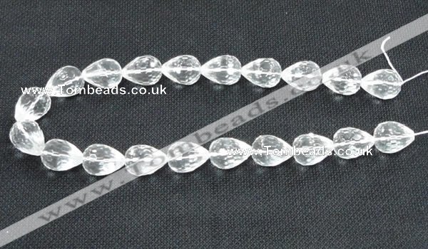 CCC274 8*12mm faceted teardrop grade A natural white crystal beads
