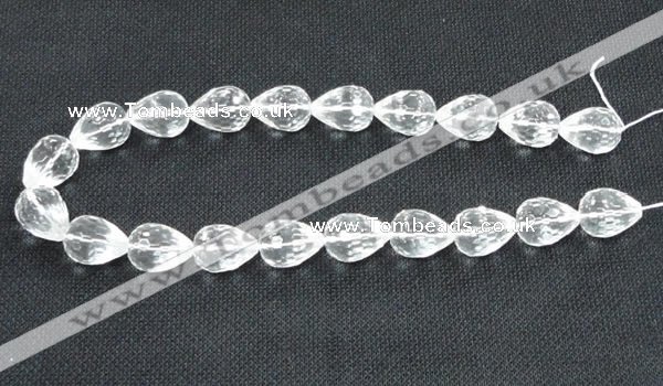 CCC275 10*14mm faceted teardrop grade A natural white crystal beads