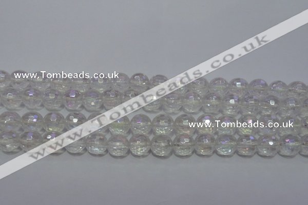 CCC411 15.5 inches 6mm faceted round AB-color white crystal beads