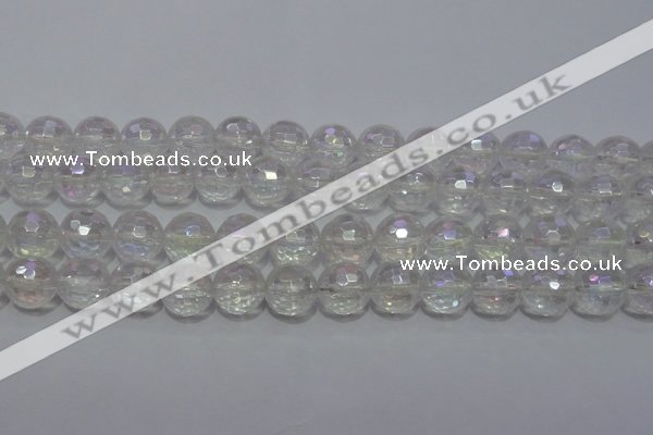 CCC412 15.5 inches 8mm faceted round AB-color white crystal beads