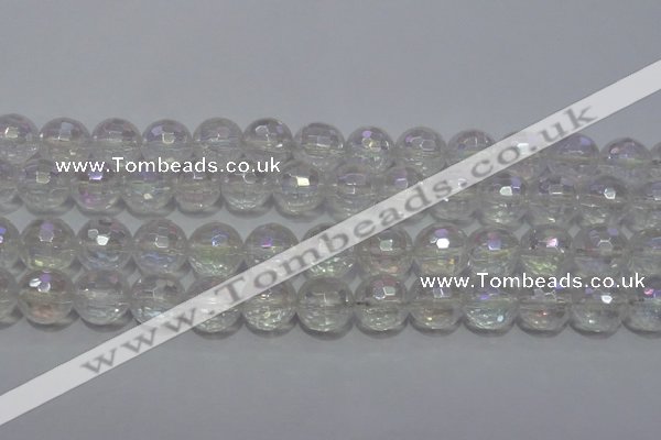 CCC413 15.5 inches 10mm faceted round AB-color white crystal beads