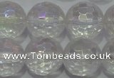 CCC414 15.5 inches 12mm faceted round AB-color white crystal beads